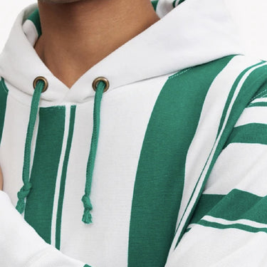 Champion Europe Graphic Stripe Reverse Weave Hoodie White/green Stripe
