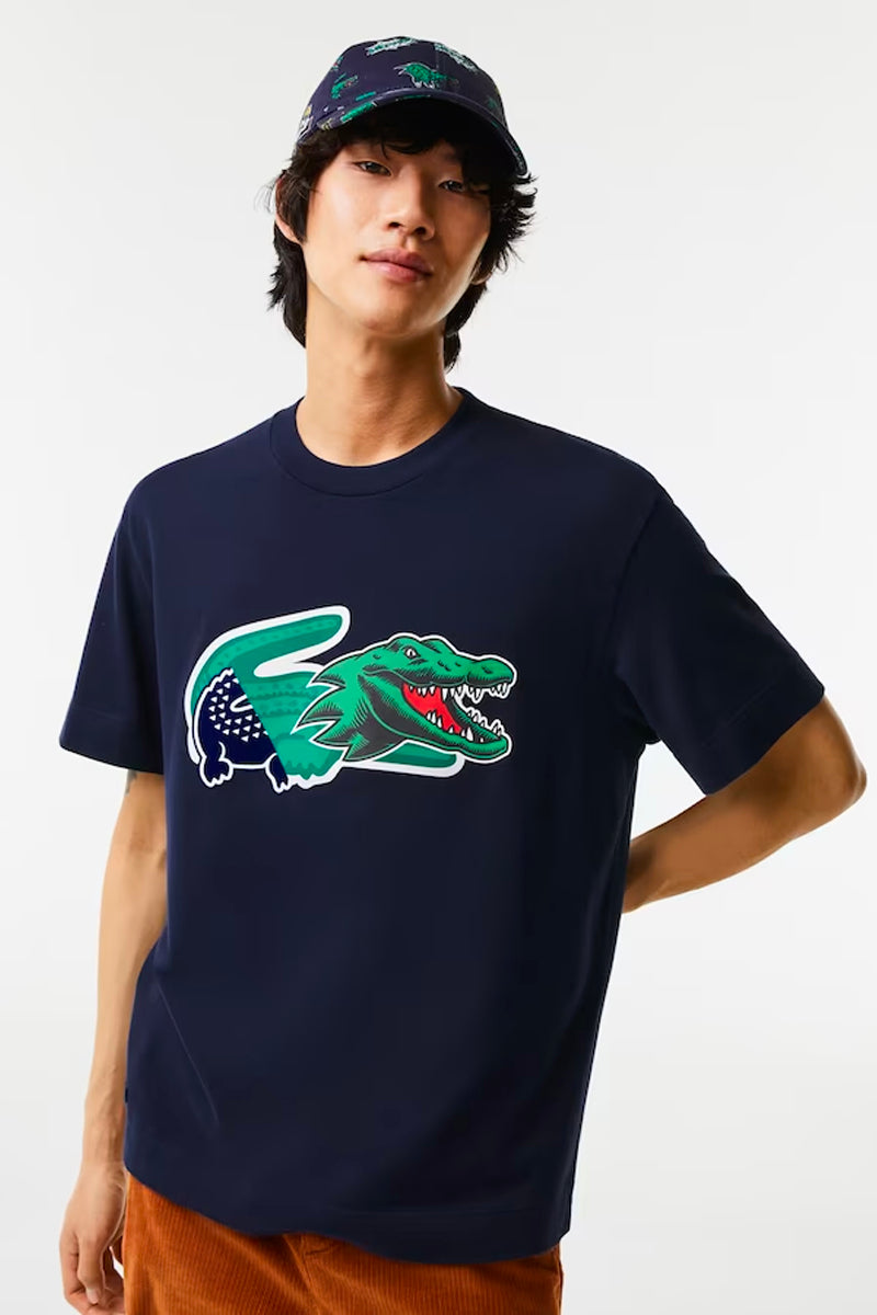 Men's Relaxed Fit Oversized Crocodile T-Shirt MARINE – rue de can