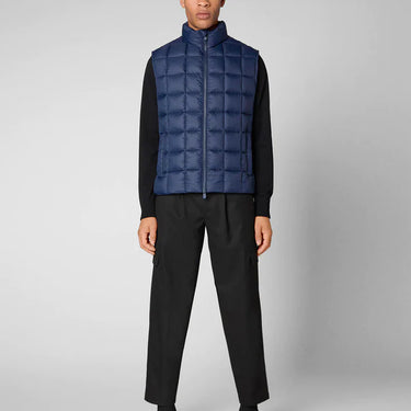 MEN'S OSWALD PUFFER VEST WITH STANDING COLLAR IN NAVY BLUE
