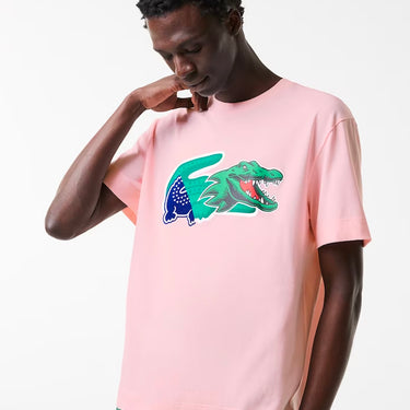 Men's Relaxed Fit Oversized Crocodile T-Shirt Pink