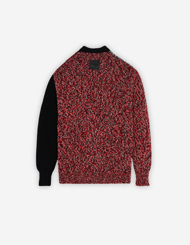 MOULINE CHECK CARDIGAN BLACK RED CHECK