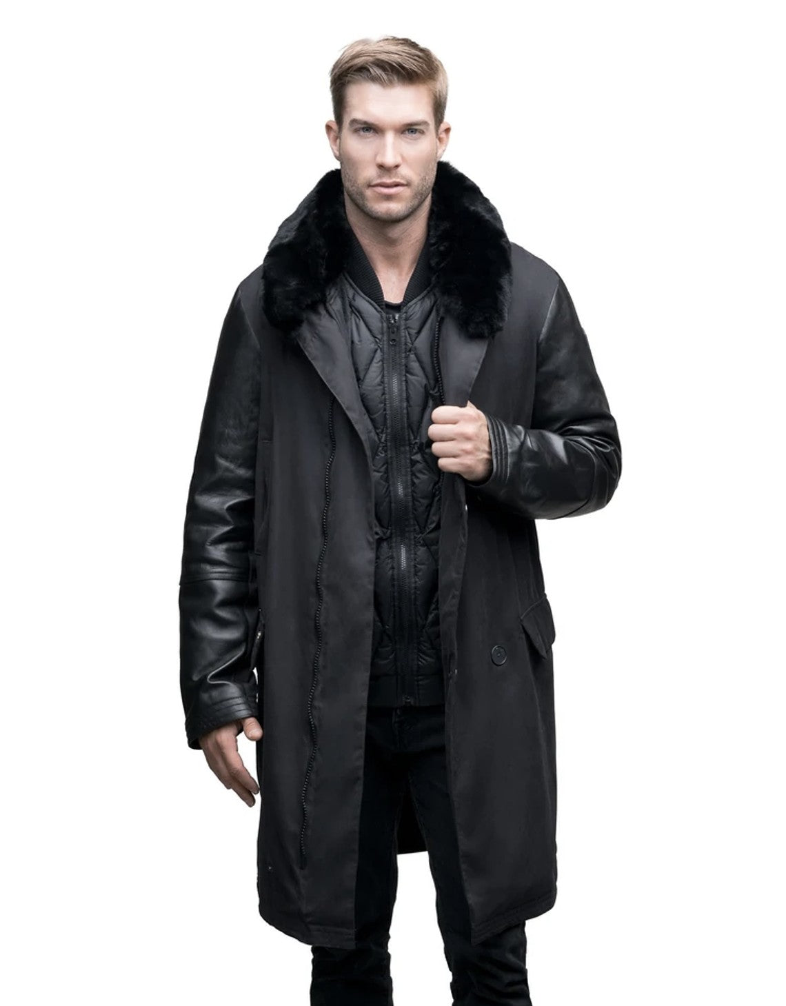 Quinton Men's Shawl Collar Coat Black – rue de can