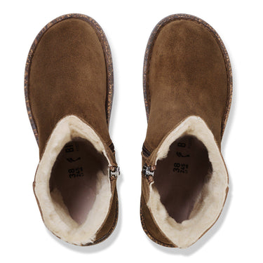 Women's Uppsala Zip Shearling Suede Leather Dark Tea