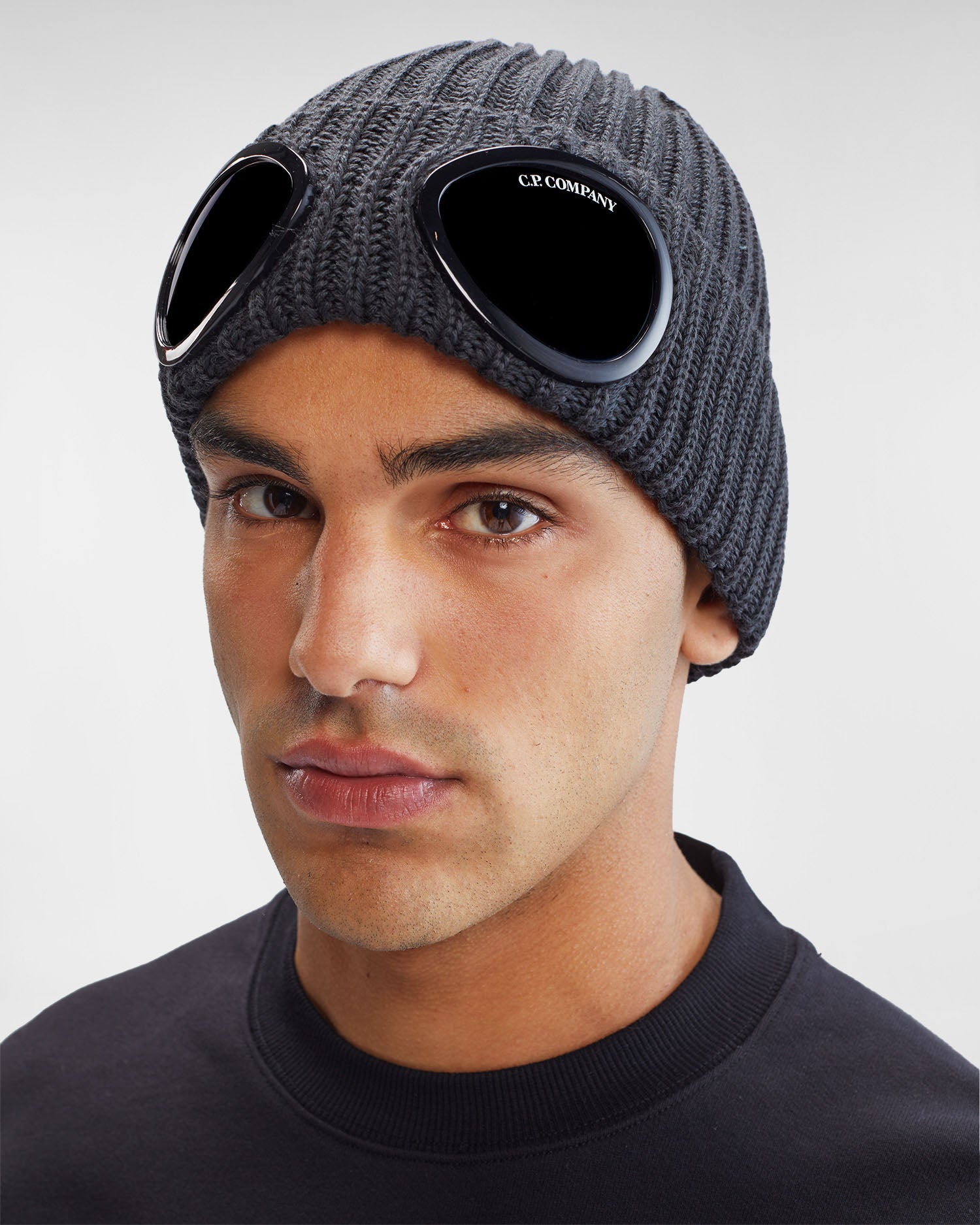 extra fine merino wool goggle beanie C.P. Company Gray Goggle Beanie