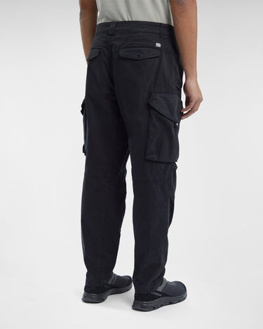 Stretch Sateen Pants Loose Fit Black