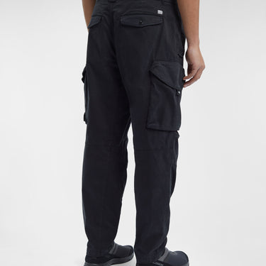 Stretch Sateen Pants Loose Fit Black