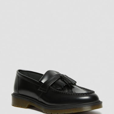 Unisex Adrian Smooth Leather Tassel Loafers Black Polished Smooth
