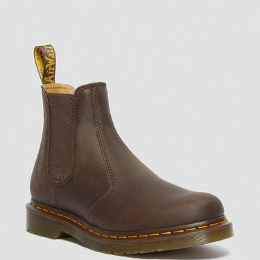 2976 Yellow Stitch Crazy Horse Leather Chelsea Boots Dark Brown