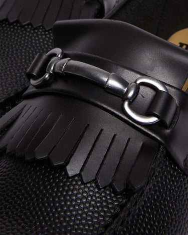 Unisex Adrian Snaffle Pebble Grain Leather Kiltie Loafers Black