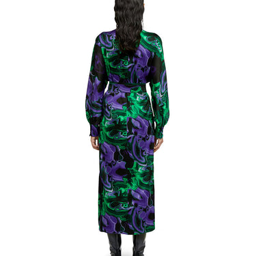 Chemisier dress with "Magma" print Violet