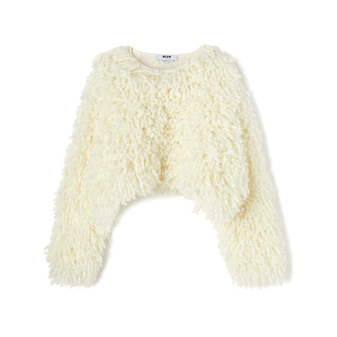 Sweater with "Boucle Meta fur" concept White