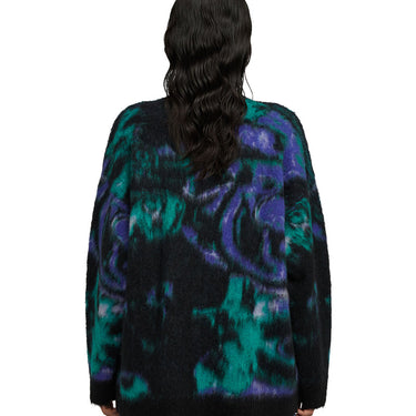 Rounded-collar sweater with "Magma" print Green