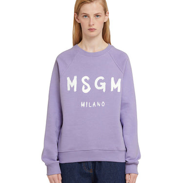 Cotton Crewneck t-shirt with new brushed MSGM logo Lilac