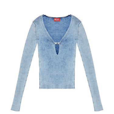 M-Teri Cut-out top in indigo cotton knit Blue