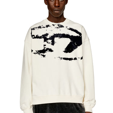 S-Boxt-N5 Sweatshirt with distressed flocked logo Off White/Blue