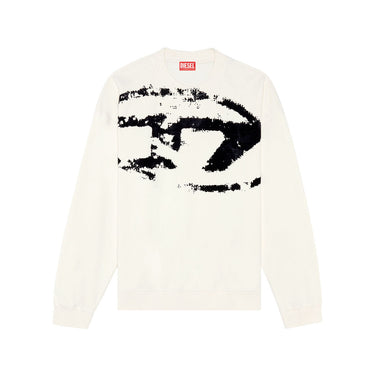 S-Boxt-N5 Sweatshirt with distressed flocked logo Off White/Blue