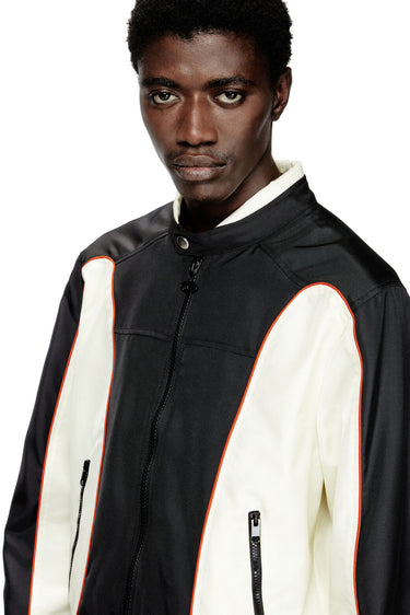 J-Blink-A Colour-block biker jacket with piping White/Black