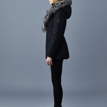ADALI Down coat with silver fox fur Signature Mackage Collar Black