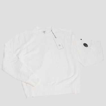 Brushed & Emerized Diagonal Fleece Lens Sweatshirt Gauze White