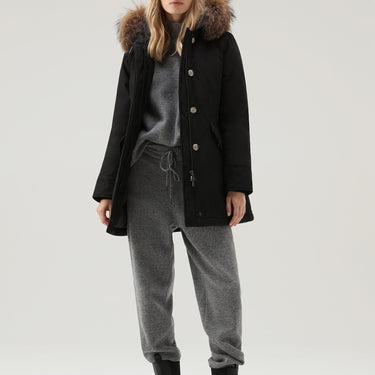 Arctic Parka in Ramar Cloth with Detachable Fur Trim Black