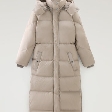 Aurora Long Parka in Stretch Nylon Light Taupe