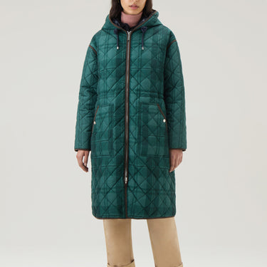 Quilted Patchwork Parka with Satin Nylon Lining Spruce Green Patchwork