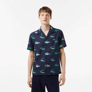 Men’s Golf Printed Short-sleeve Shirt Navy Blue