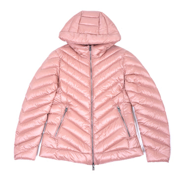 Chevron Quilted Hooded Jacket Dry Rose