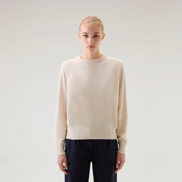 Crewneck Sweater in Wool Blend Milky Cream