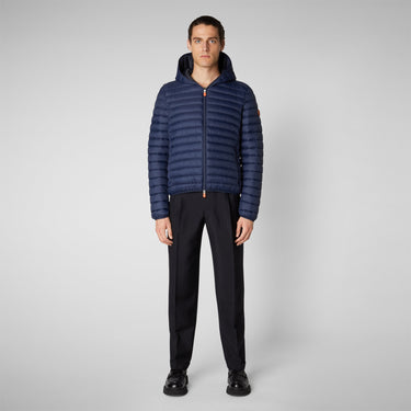 Men's Donald Hooded Puffer Jacket In Navy Blue