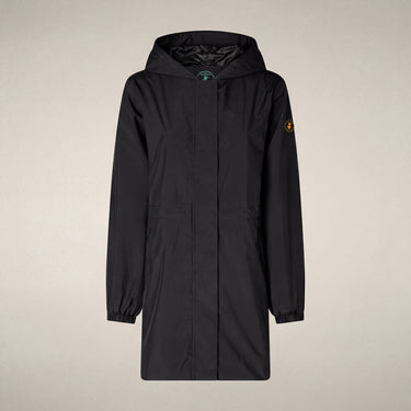 Women's Fleur Hooded Raincoat In Black