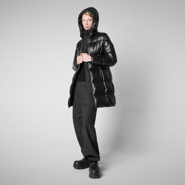 Women's Ines Hooded Puffer Jacket in Black