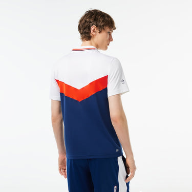 Men's Lacoste Tennis x Daniil Medvedev Slim Fit Seamless Polo  White / Orange / Bordeaux / Navy Blue