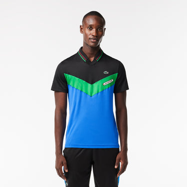 Men's Lacoste Tennis x Daniil Medvedev Slim Fit Seamless Polo  Black / Bordeaux / Green / Blue