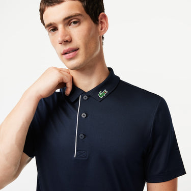 Men's Sport Jersey Golf Polo Shirt Navy Blue/white
