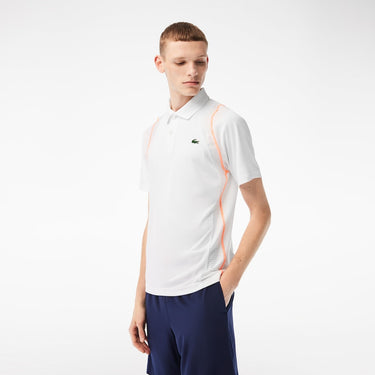 Men’s Lacoste Tennis Recycled Polyester Polo Shirt White / Orange