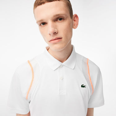 Men’s Lacoste Tennis Recycled Polyester Polo Shirt White / Orange