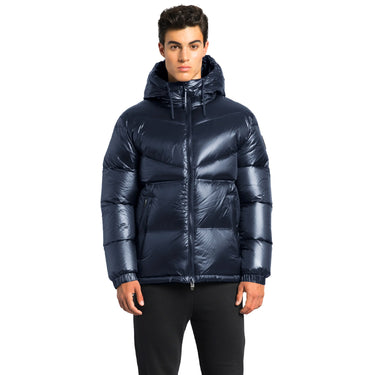 Dyna Men's Chevron Quilted Puffer Jacket Navy