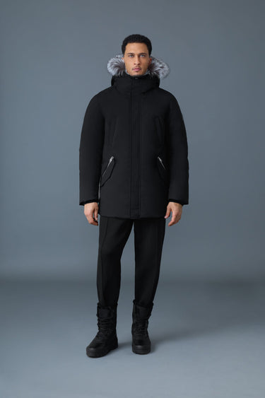 EDWARD-XZ 2-in-1 down parka with hooded bib and silver fox fur Black-Silver