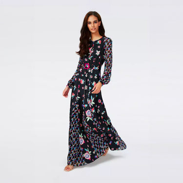 Elliot Long-Sleeve Dress in Mystic Flower Dot and Geo Illusion