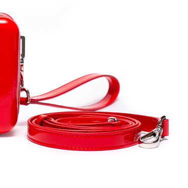 Faux fur pouch with embossed MSGM logo Red