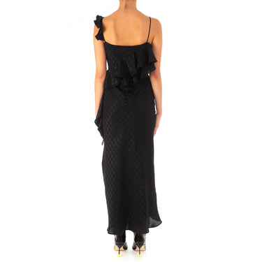 Fluid Viscose Jacquard Dress Black