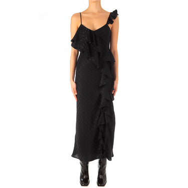 Fluid Viscose Jacquard Dress Black