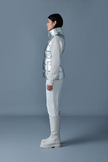GISELA-MSF Metallic laminate snowflake down vest Silver
