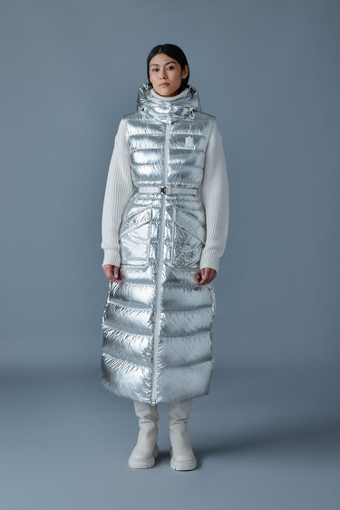 IVANKA-MSF Sleeveless metallic laminate snowflake coat Silver