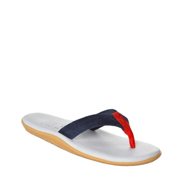 Island Slipper Men's Multi Color Leather Thong Red/white/blue
