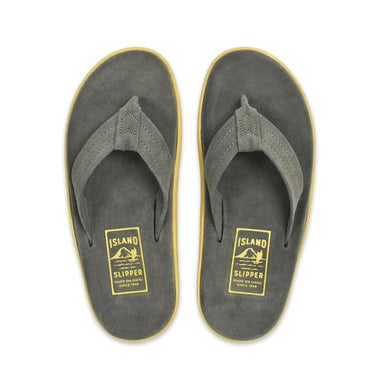 Island Slipper Men's Suede Thong Charcoal Suede