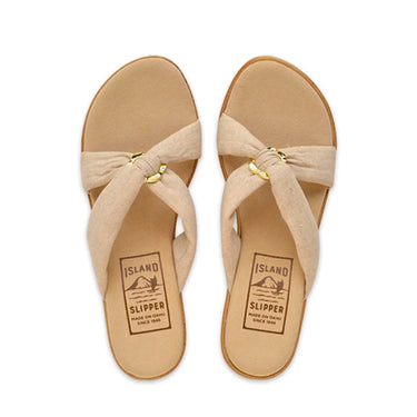 Island Slipper Solid Fabric Slide With Ring Natural