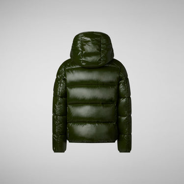 Boy's Artie Hooded Puffer Jacket in Pine Green
