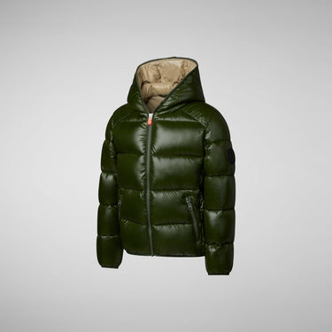 Boy's Artie Hooded Puffer Jacket in Pine Green